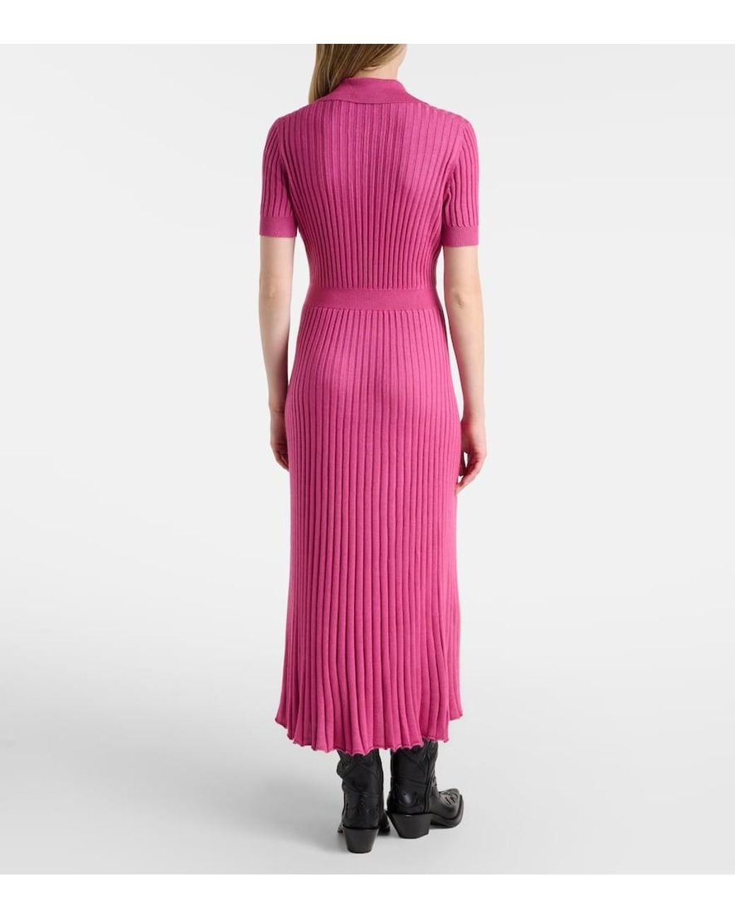 Gabriela Hearst Pink Amor Cashmere And Silk Midi Dress