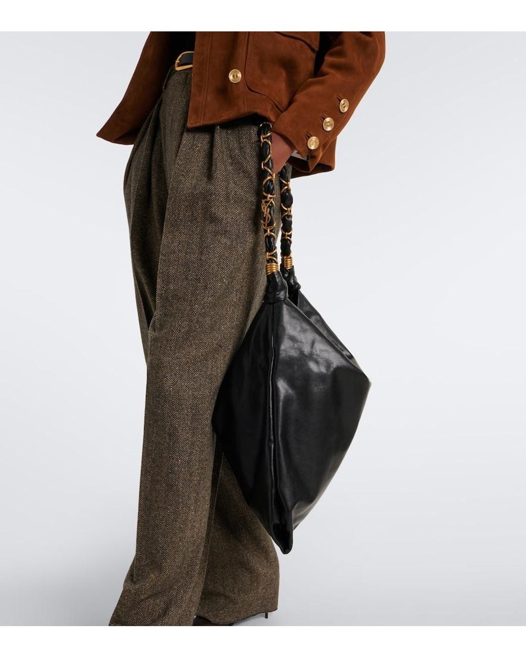 Saint Laurent Black Amalia Leather Shoulder Bag