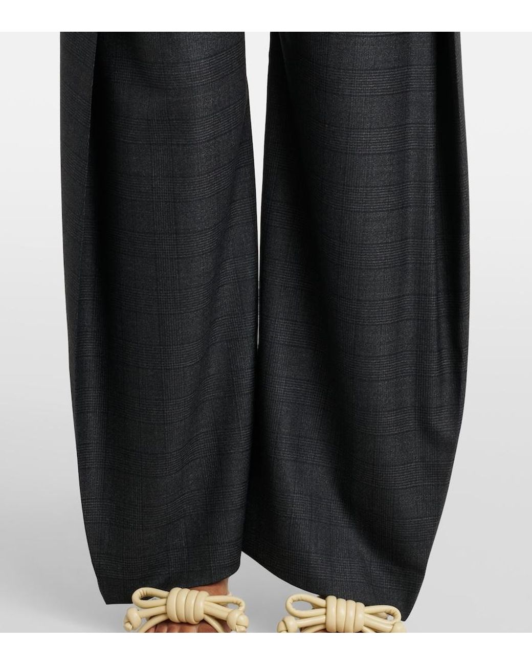 Loewe Blue Checked Belt Wool Barrel-Leg Pants