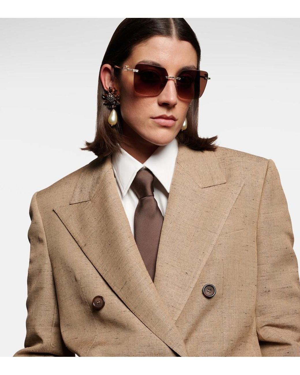 Dolce & Gabbana Brown Dg Crystal-Embellished Square Sunglasses