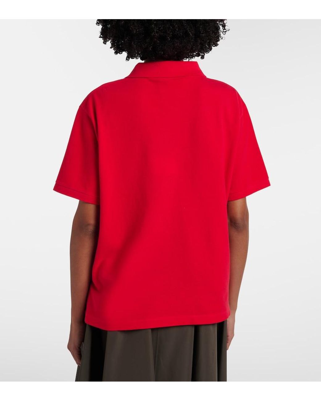 Prada Red Logo Cotton Pique Polo Shirt