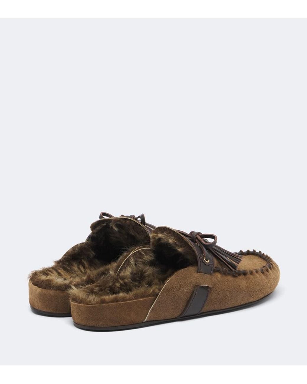 Isabel Marant Brown Malvin Shearling-Lined Suede Mules