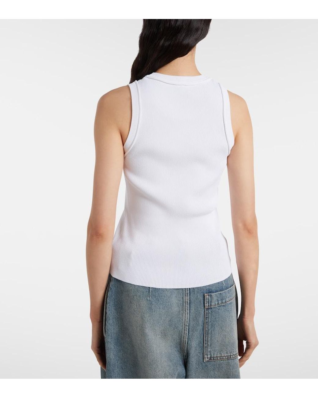Loewe White Anagram Ribbed-Knit Tank Top