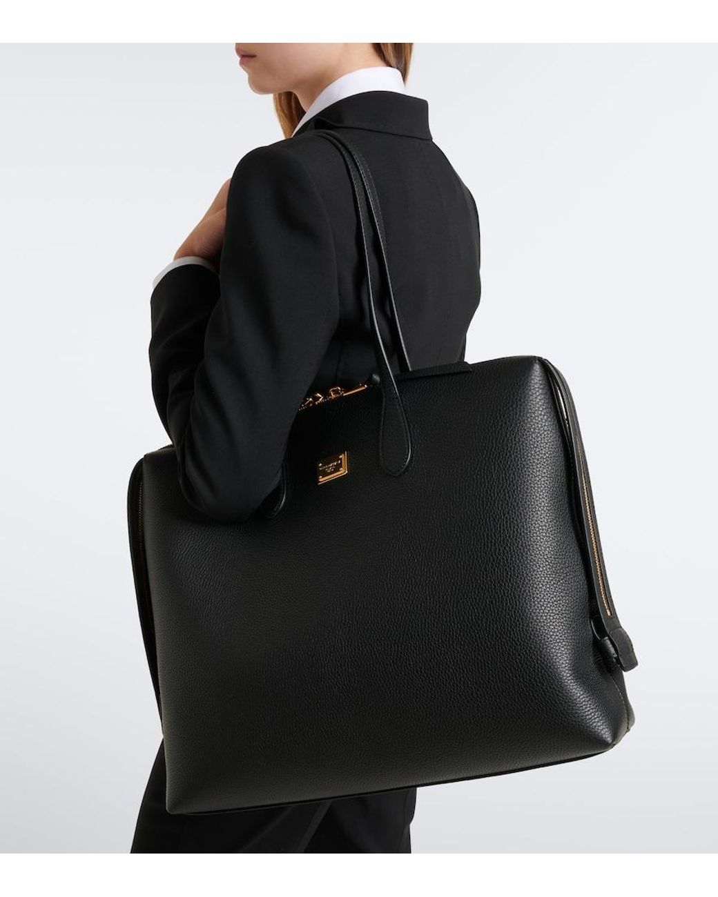 Dolce & Gabbana Black Vittoria Large Leather Tote Bag