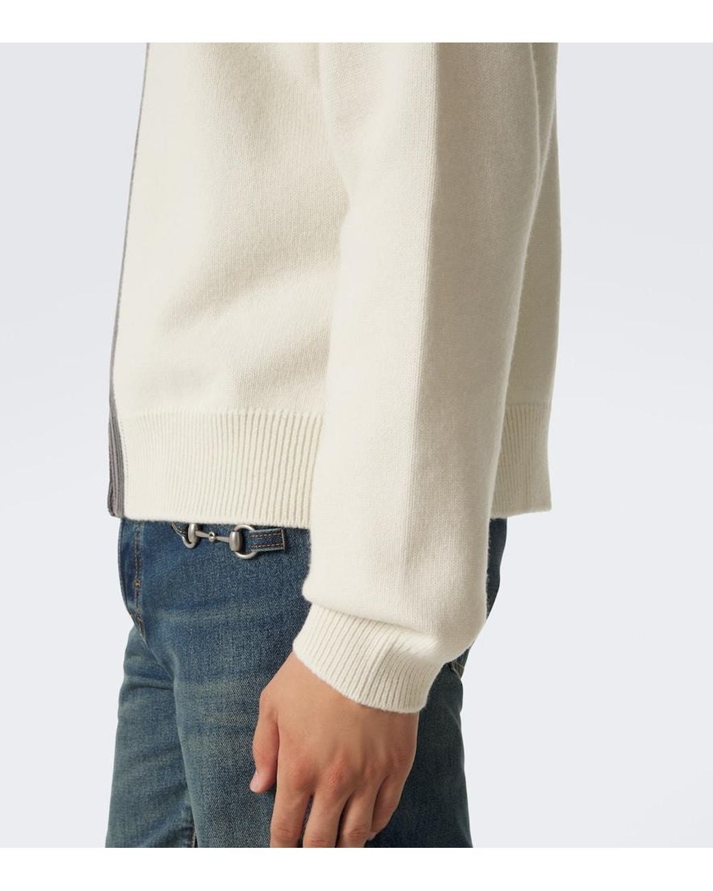 Gucci White Wool Zip-Up Sweater for men
