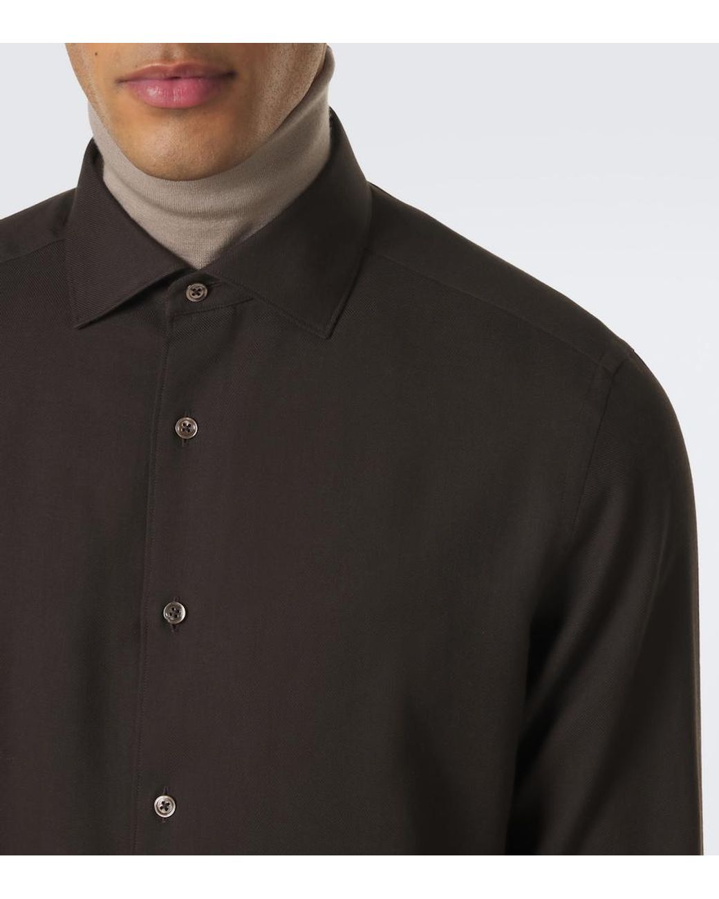Zegna Black Cotton And Cashmere Shirt for men