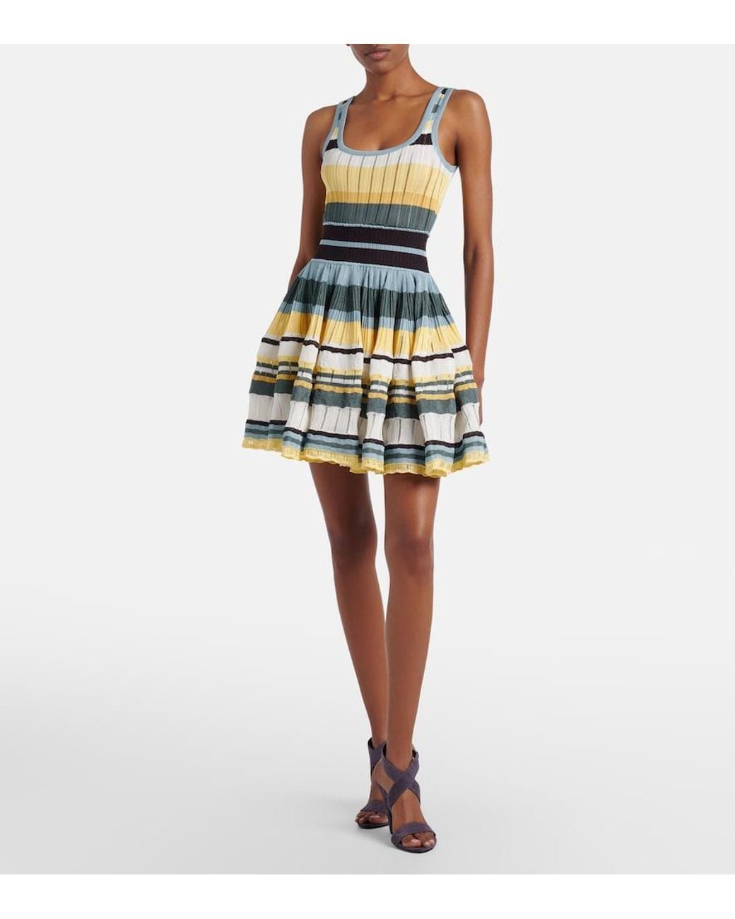 Alaïa Multicolor Knitted Striped Minidress