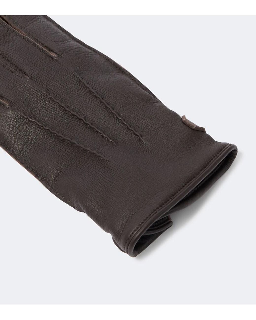 Brioni Black Leather Gloves for men