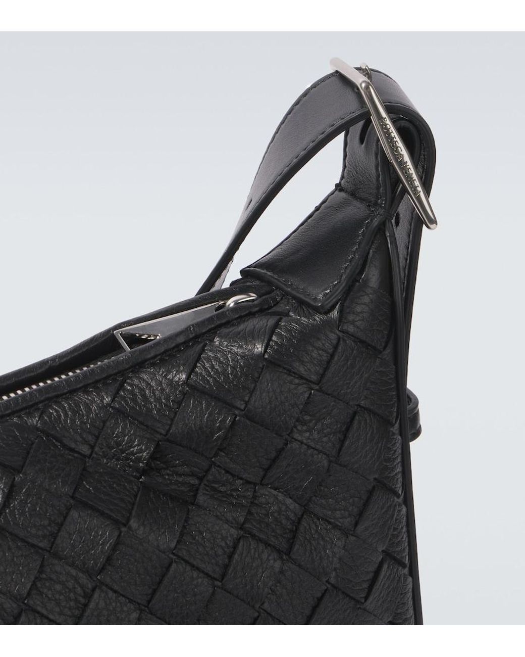 Bottega Veneta Black Traveler Small Intreccio Leather Shoulder Bag for men