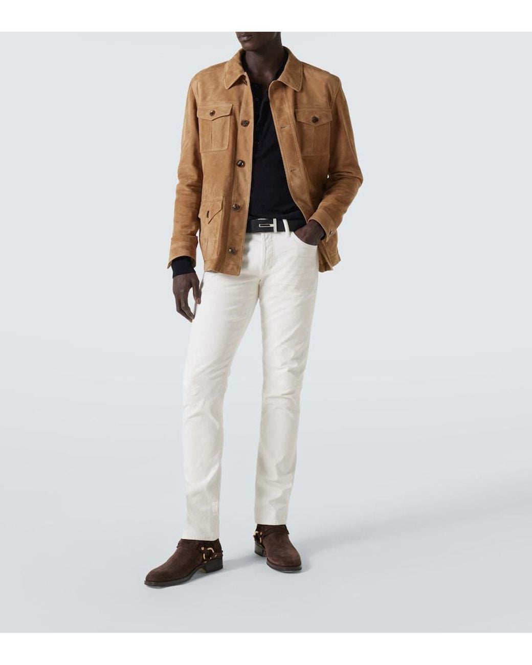 Tom Ford White Distressed Slim Jeans for men