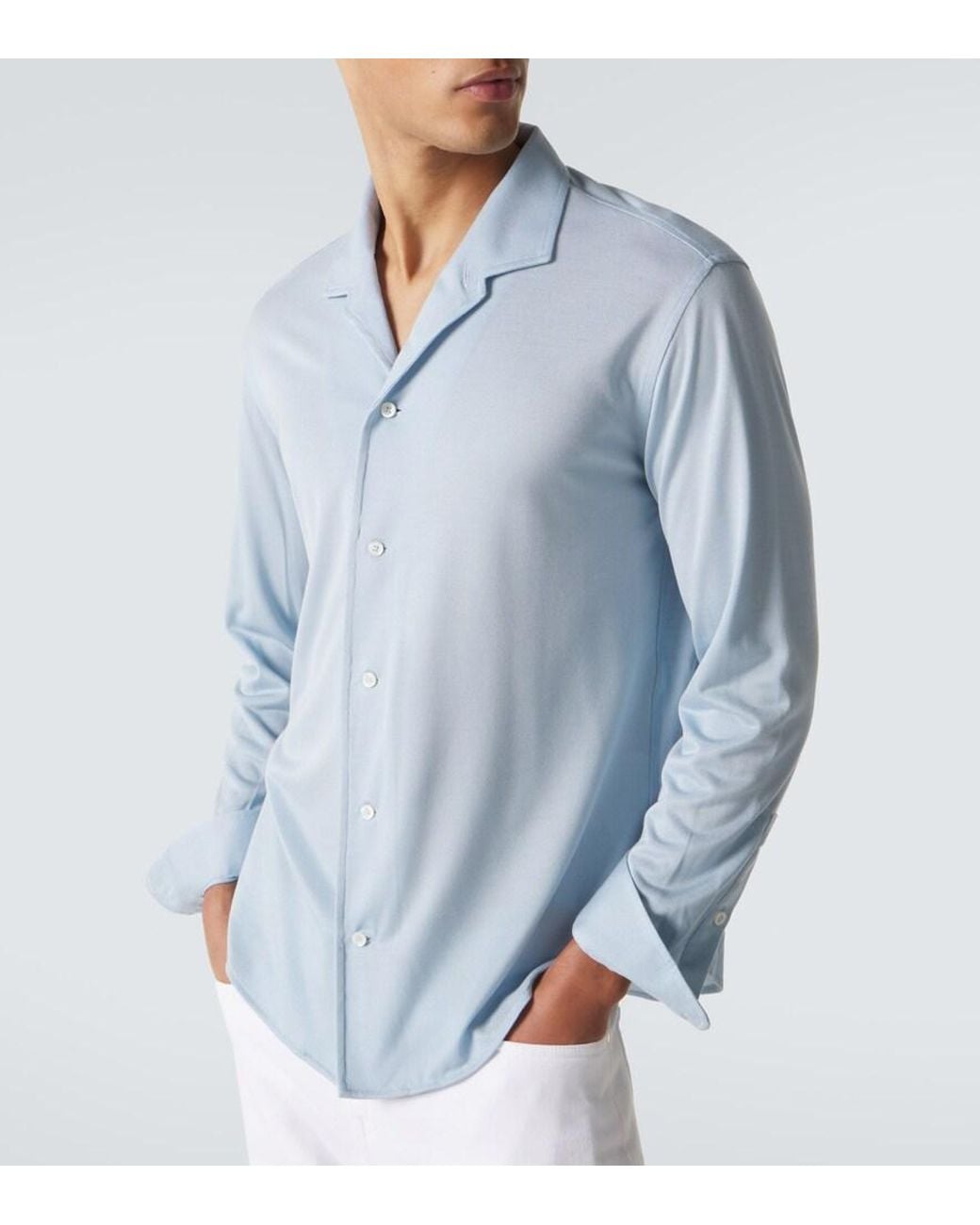Umit Benan Blue Franco Silk Shirt for men