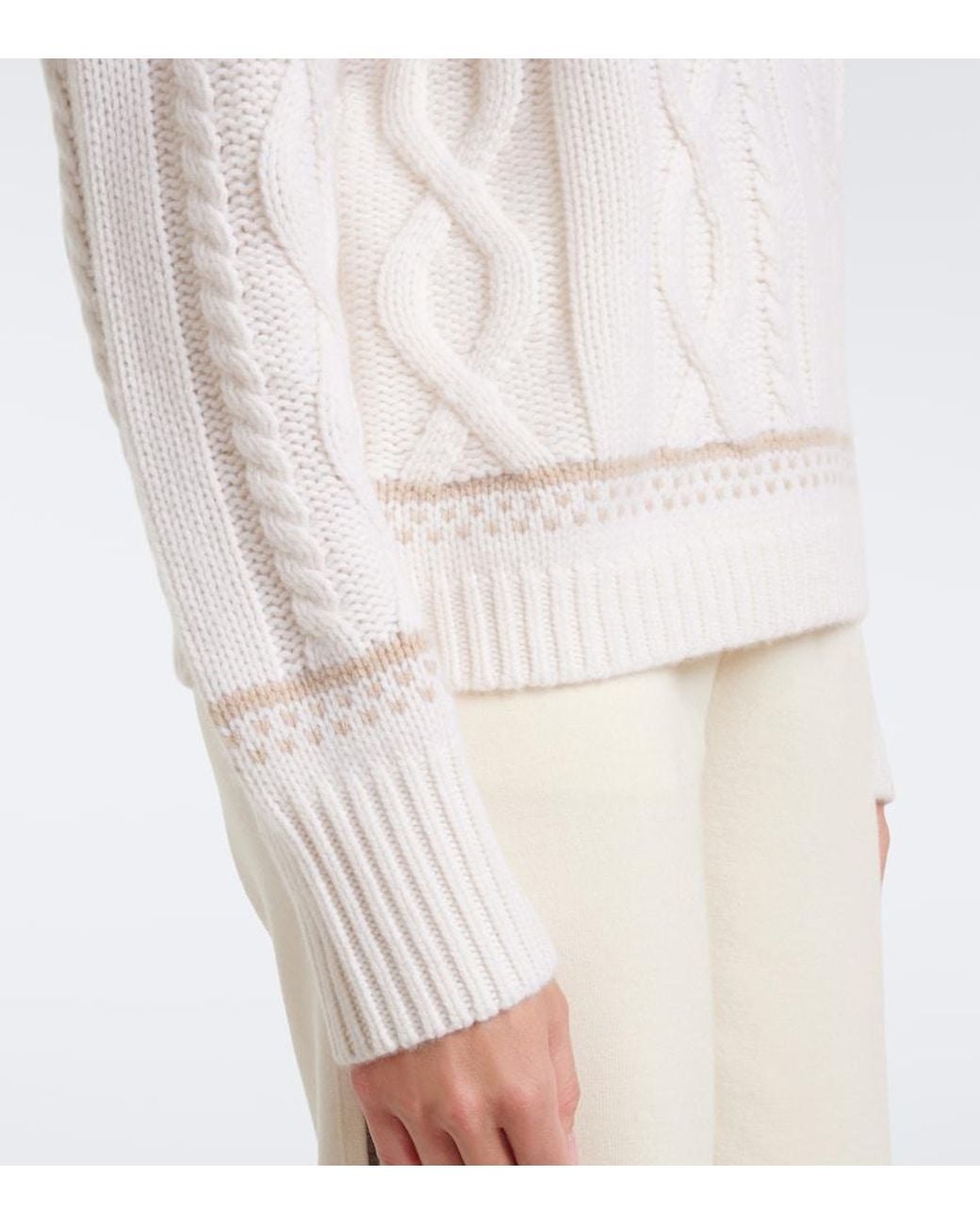 Bogner White Lorely Jacquard Cashmere Turtleneck Sweater