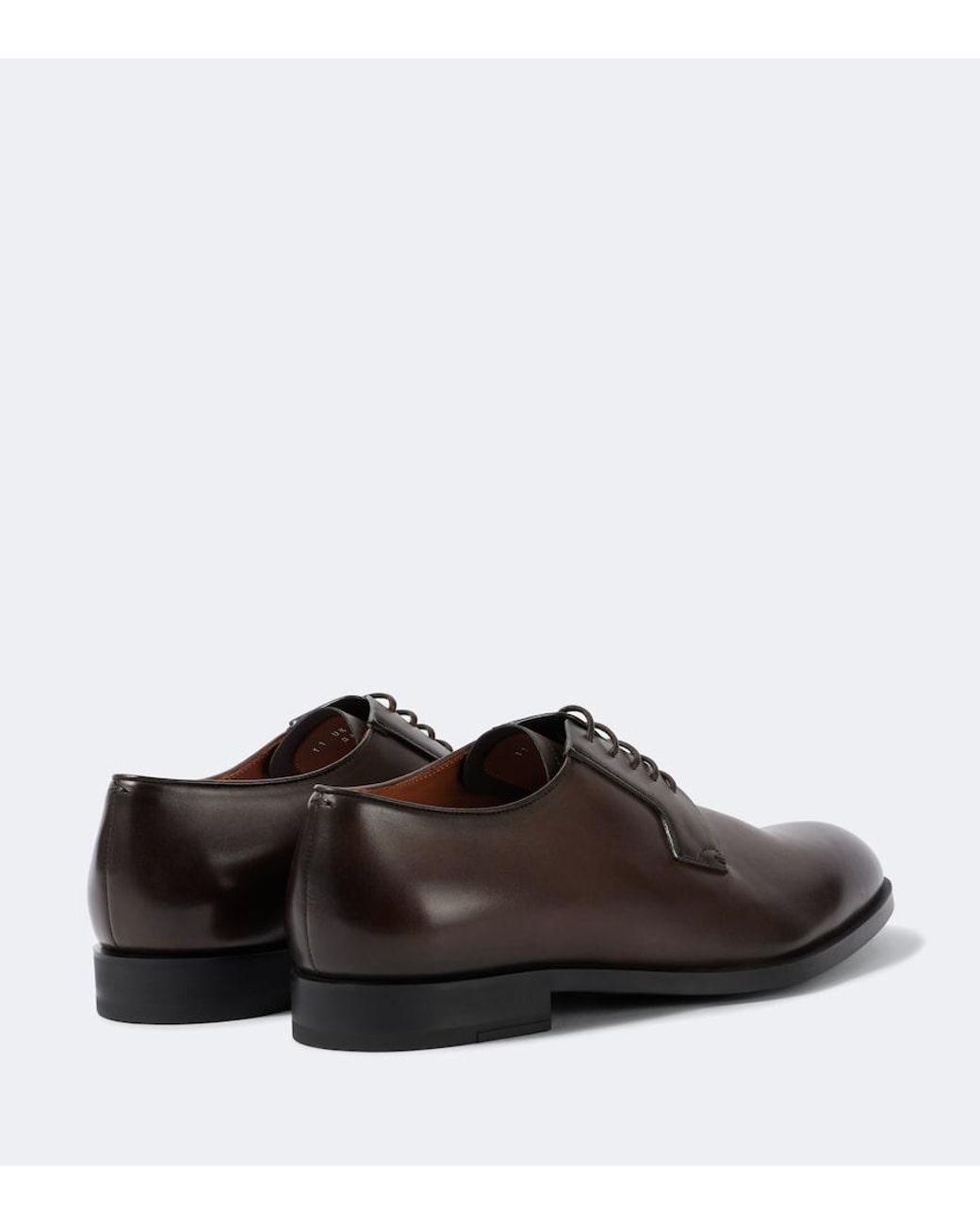Zegna Brown New Classic Leather Derby Shoes for men