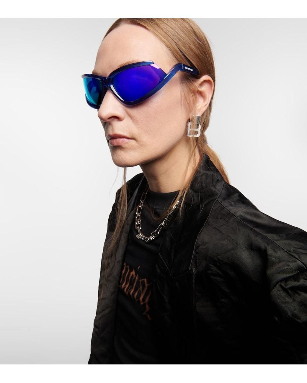 Balenciaga Blue Side Xpander Oval Sunglasses