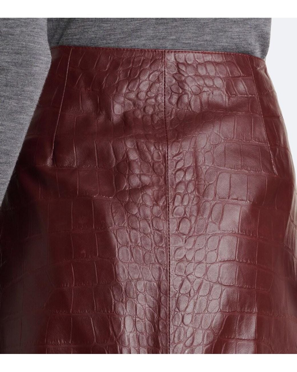 Arma Purple Nathaly Croc-Effect Leather Midi Skirt