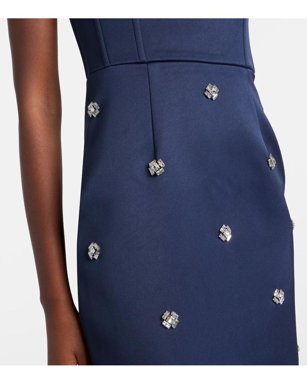 Rebecca Vallance Blue Ayla Embellished Satin Cocktail Dress