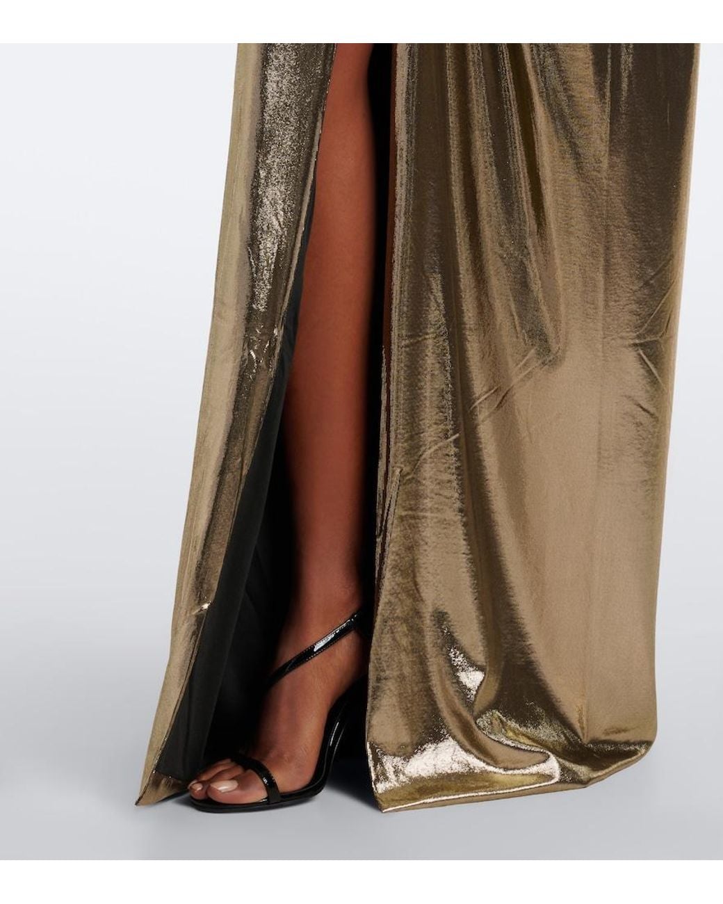 retroféte Metallic Anida Gathered Halterneck Gown