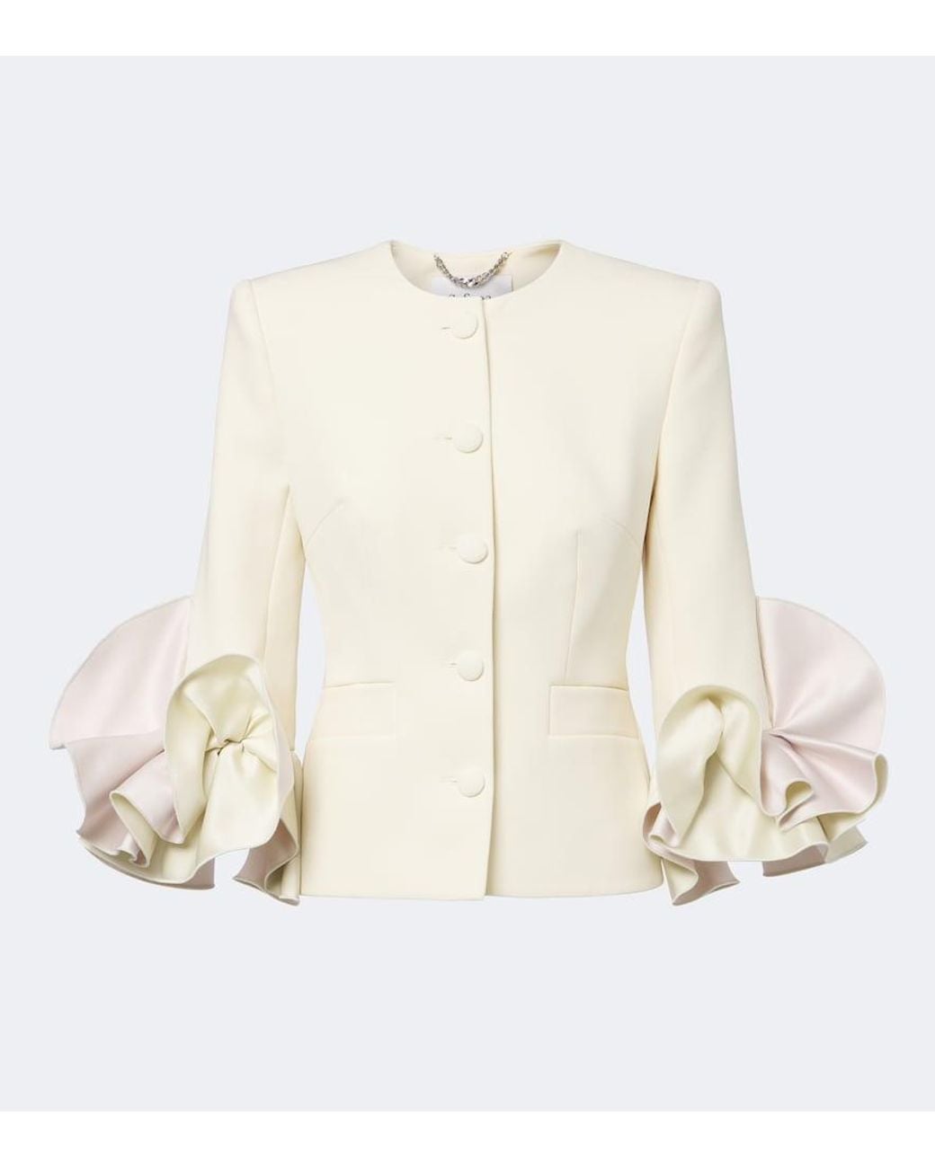 Safiyaa Natural Omona Duchesse-Trimmed Crepe Blazer