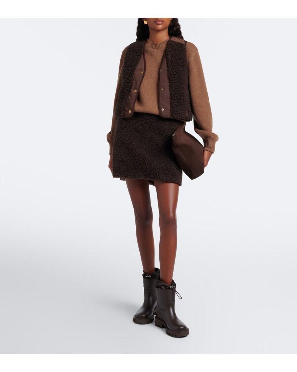 Moncler Brown Paneled Teddy Vest