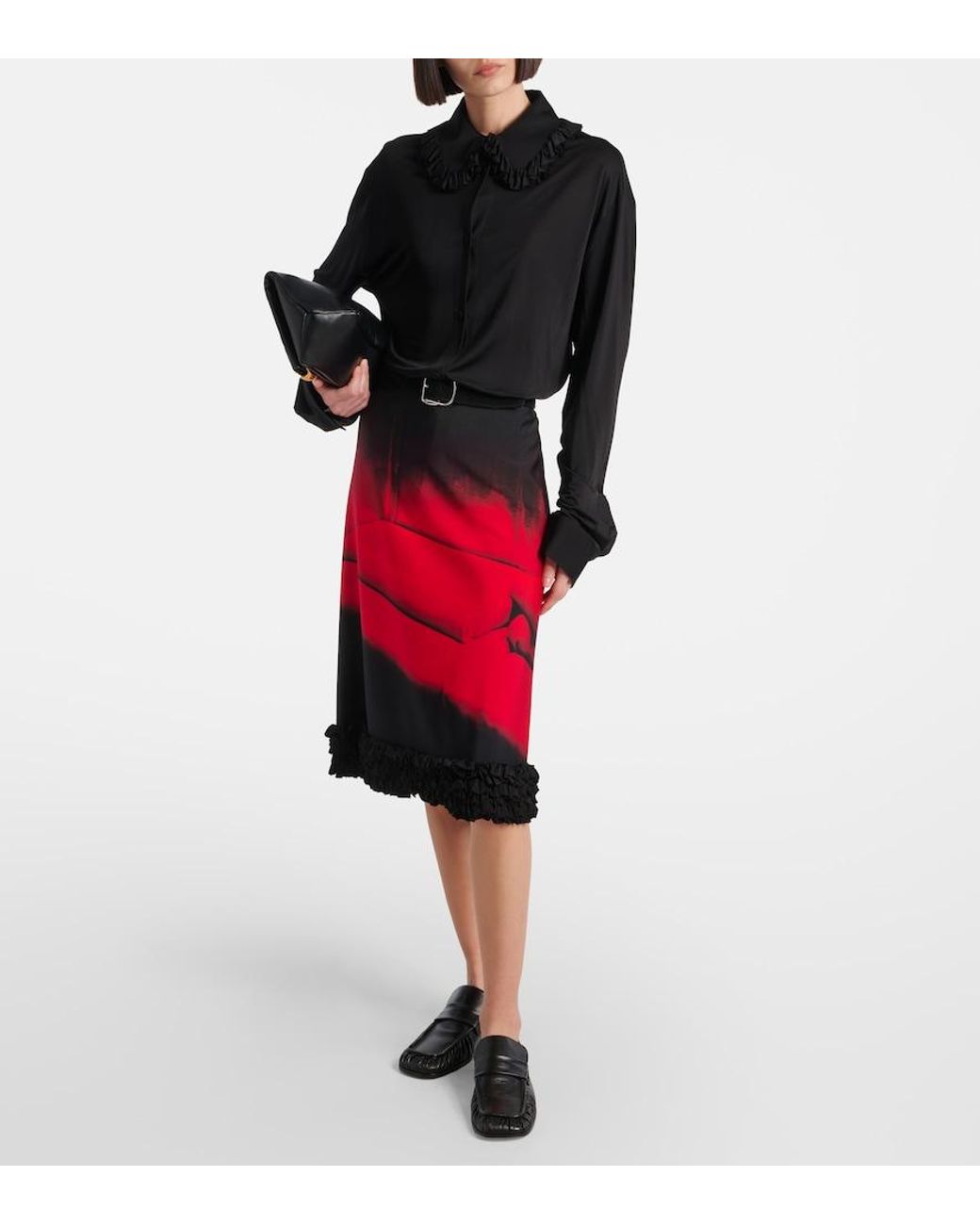 Jil Sander Black Ruffled Blouse