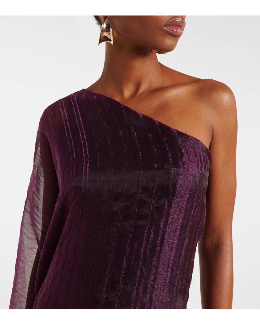 Taller Marmo Purple Betsy One-Shoulder Cady Gown