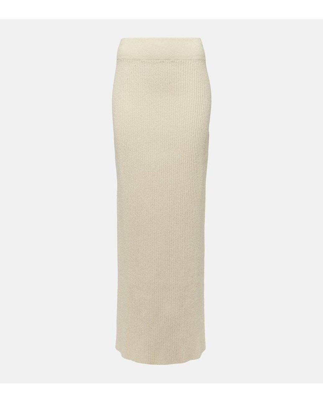 Totême White Cotton-Blend Boucle Maxi Skirt