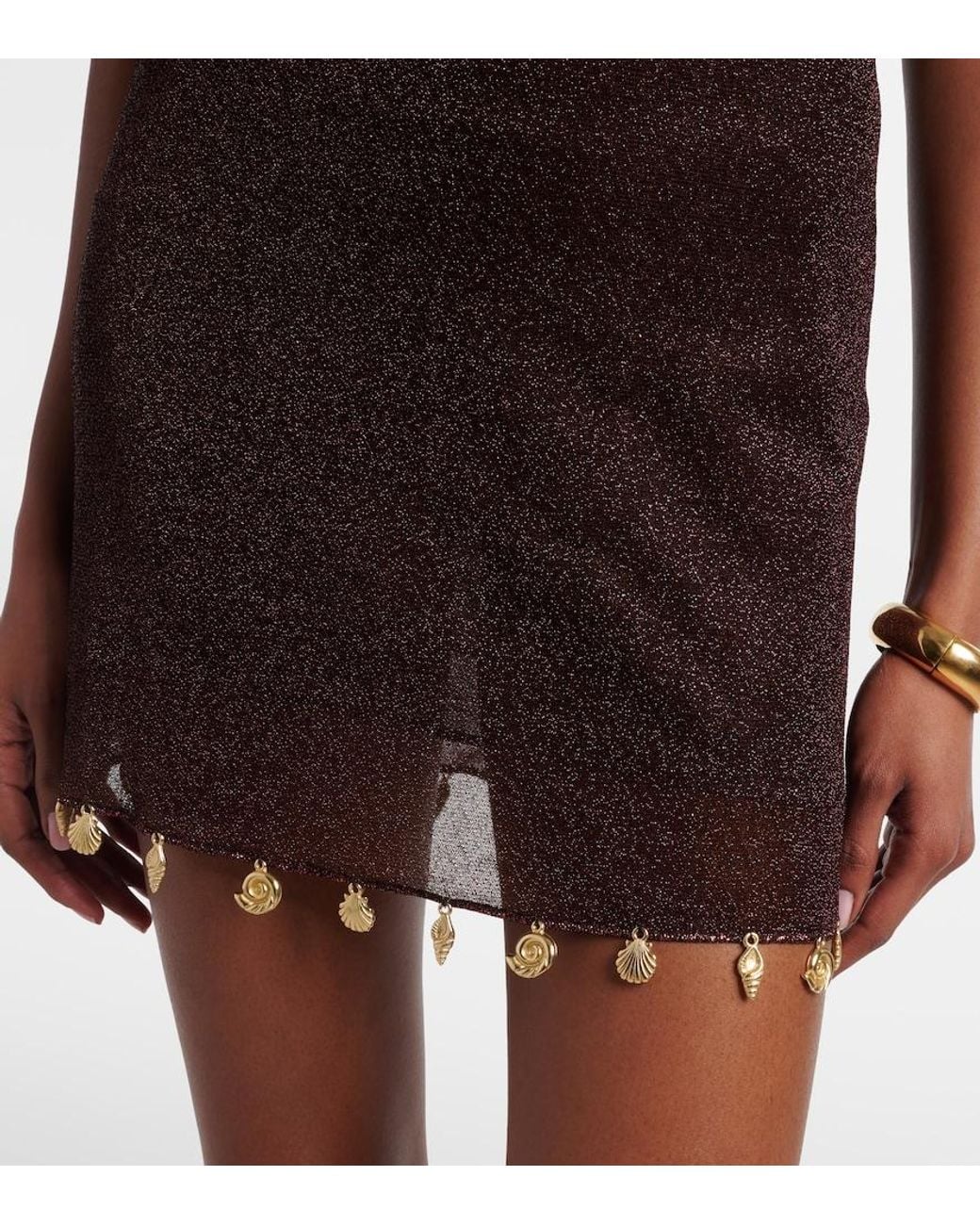 Oseree Brown Lumiere Cutout Minidress