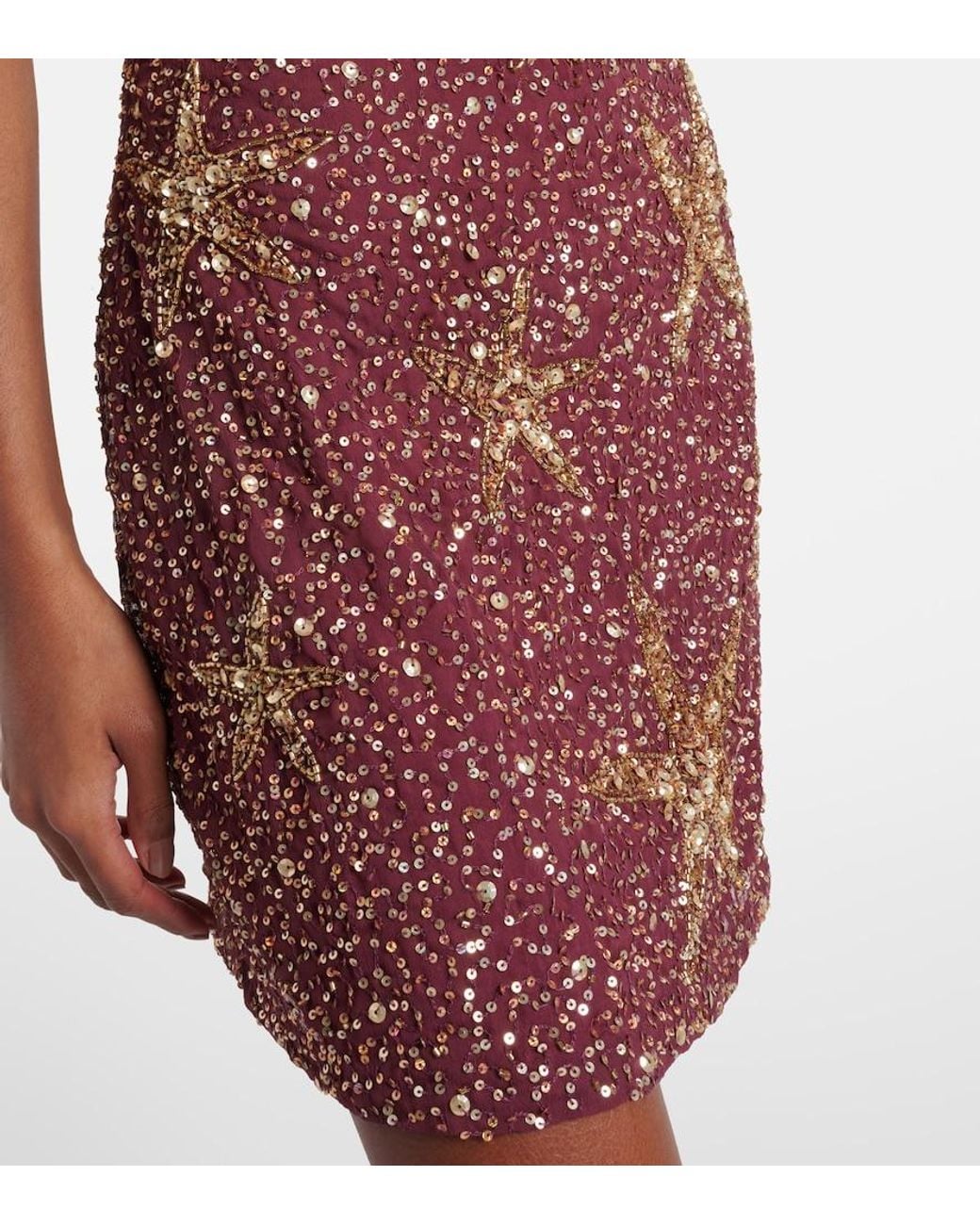 Rixo Red Christabel Embellished Minidress