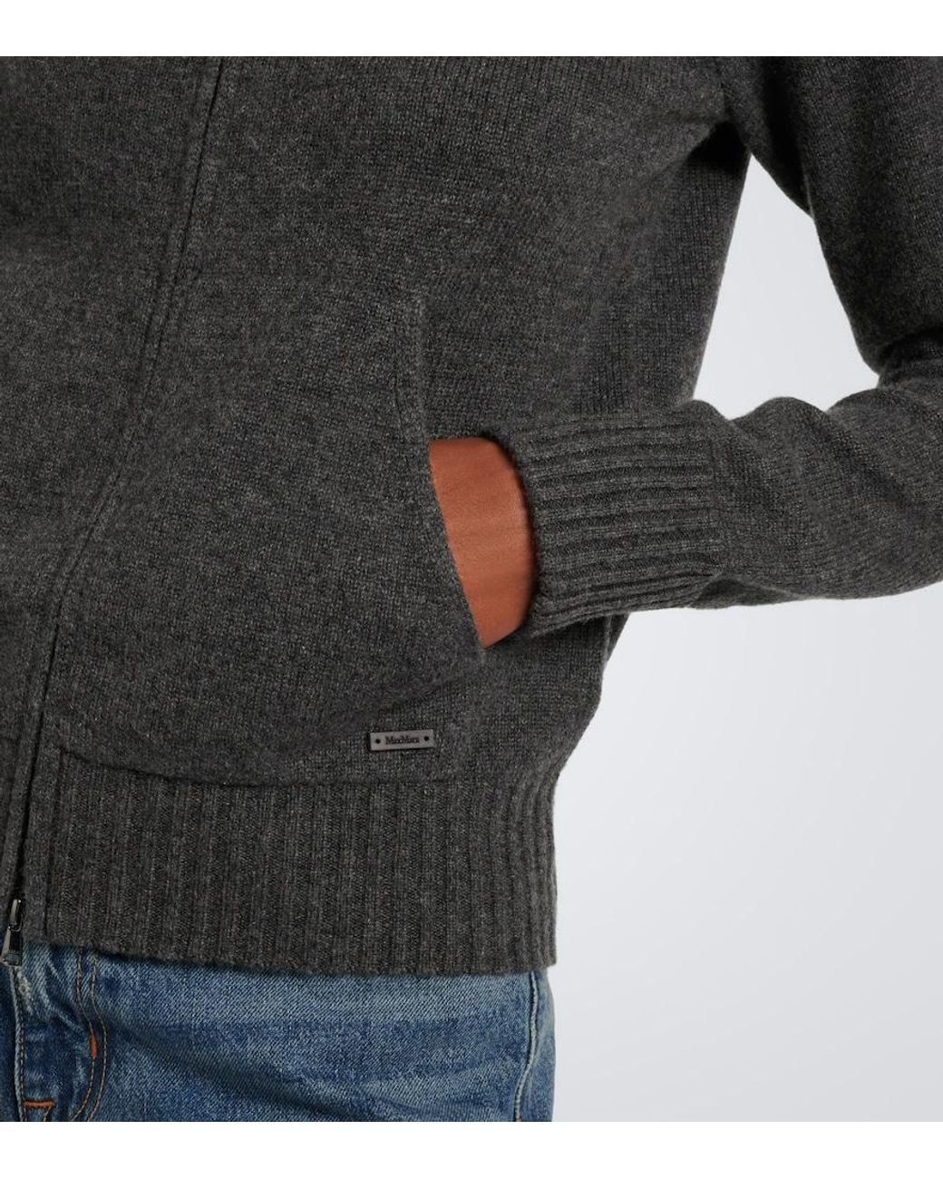 Max Mara Gray Cashmere Zip-Up Hoodie