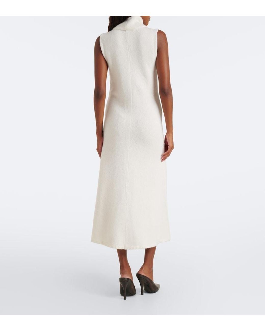 Magda Butrym White Wool, Silk, And Cashmere Midi Dress