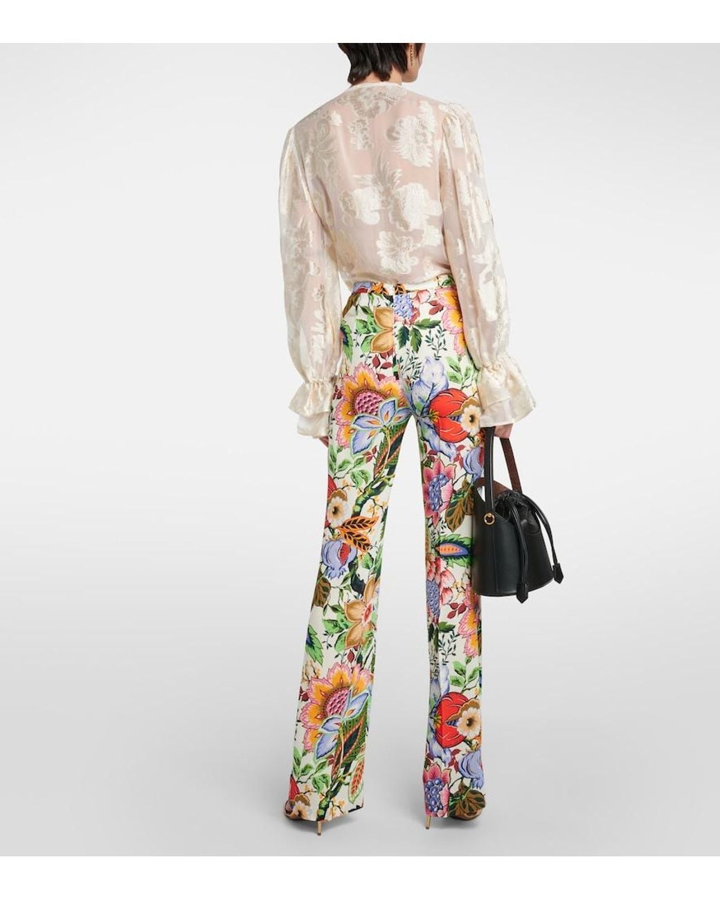 Etro White Printed Viscose Trousers