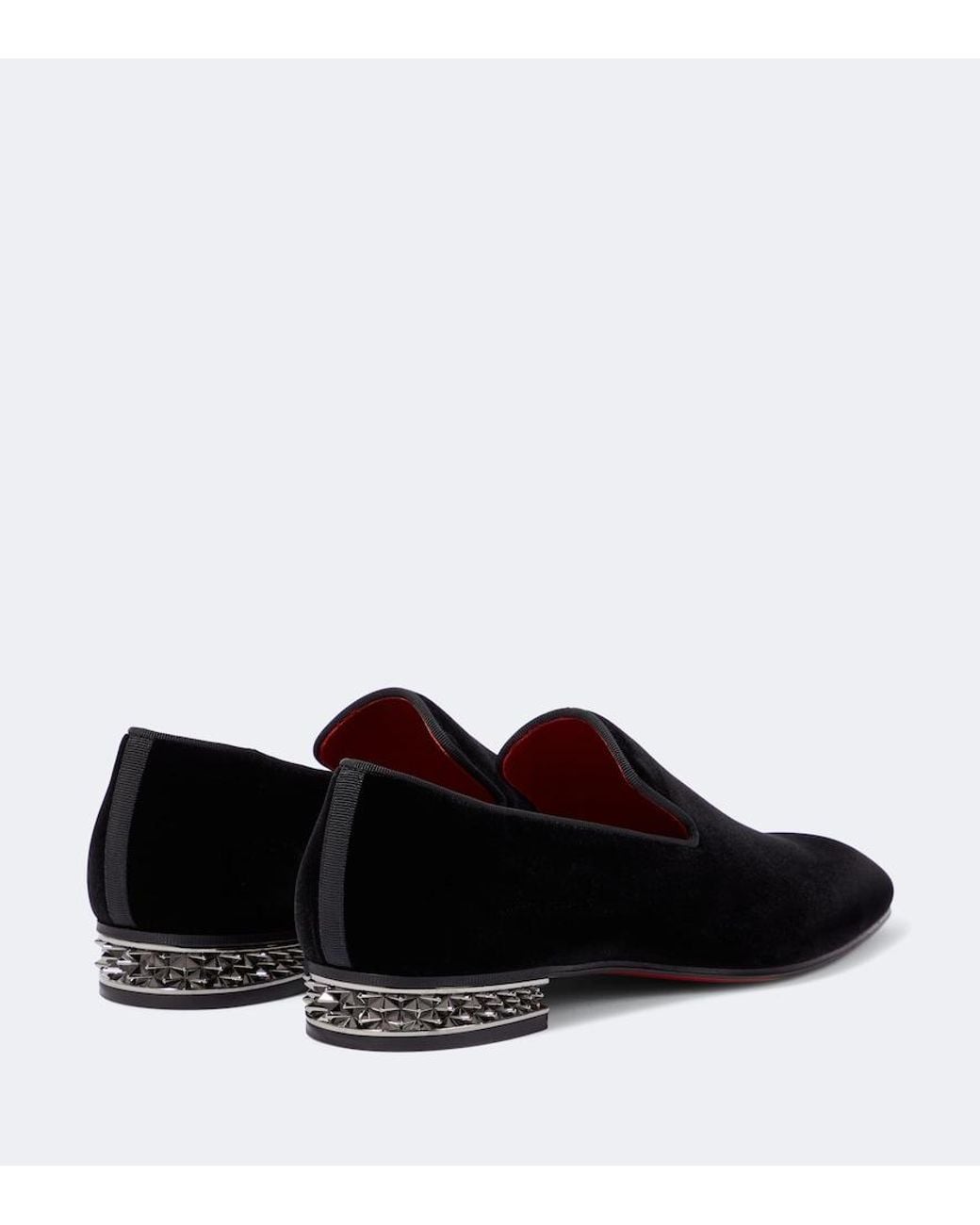Christian Louboutin Black Dandyrocks Velvet Loafers for men
