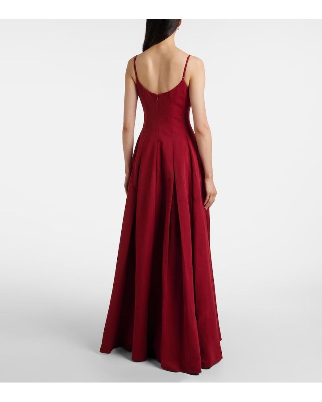 Staud Red Joy Pleated Cotton-Blend Gown