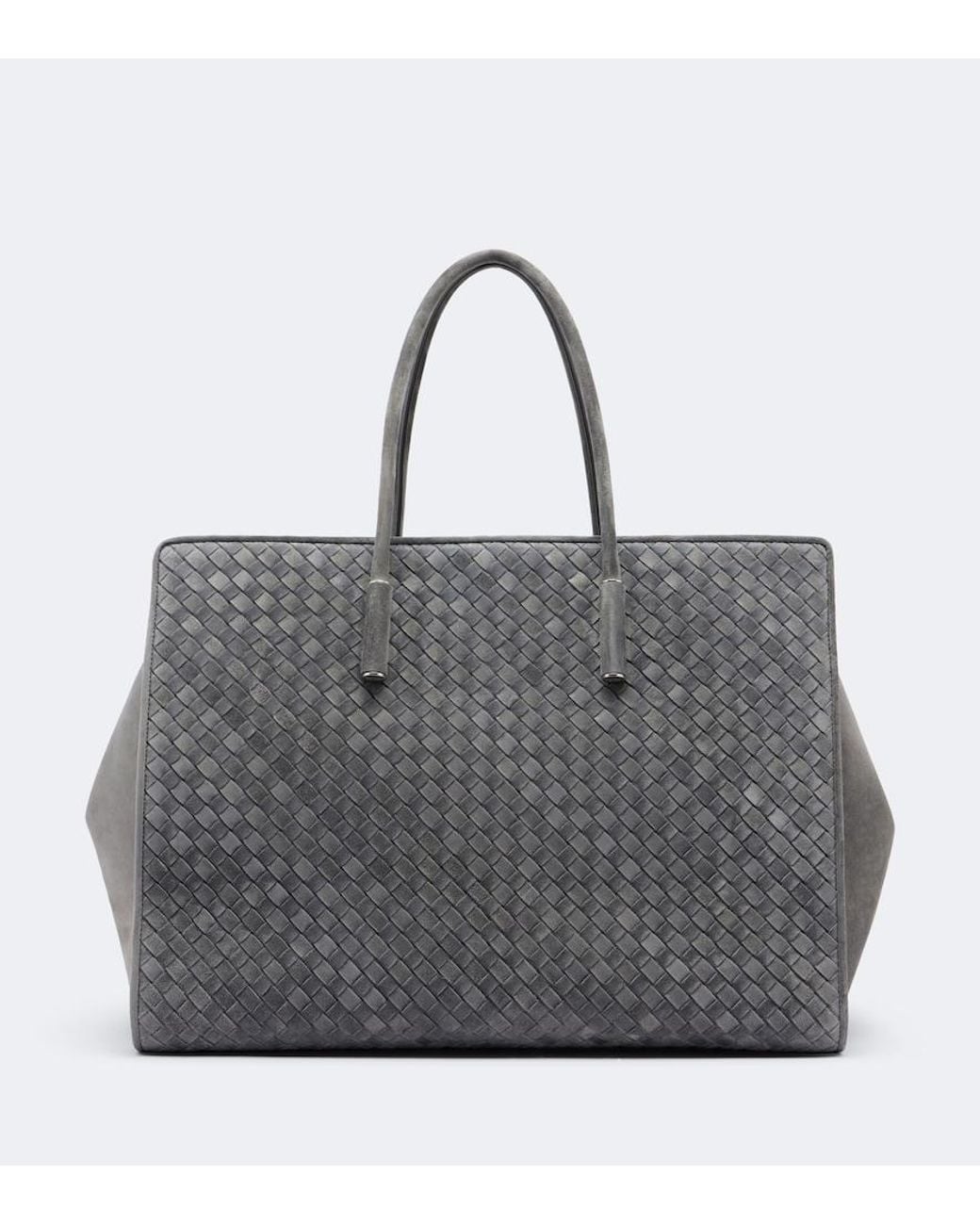 Bottega Veneta Gray Barbara Large Intrecciato Suede Tote Bag