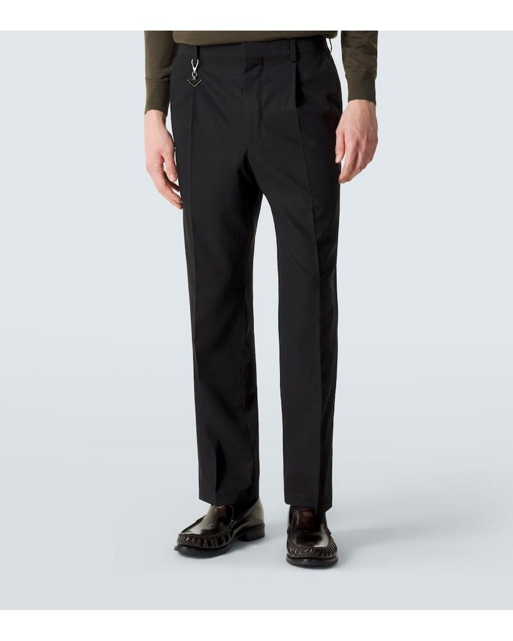 Prada Black Cotton Straight Pants for men