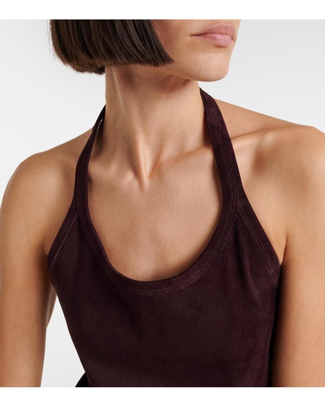 Stouls Purple Cherry Halterneck Suede Top