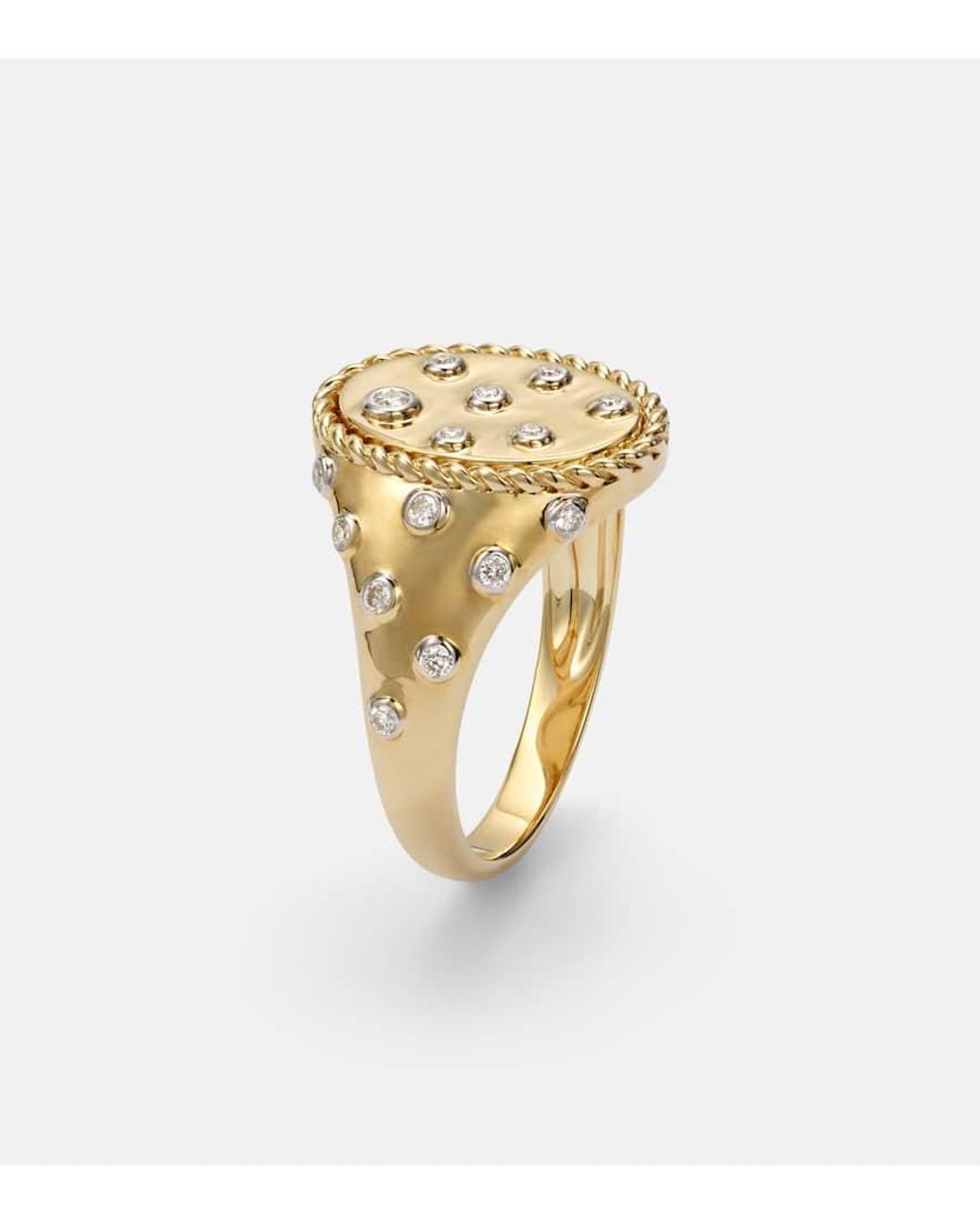 Yvonne Léon White Ring Plumetis Aus 9Kt Gelbgold (375/1000) Mit Diamanten