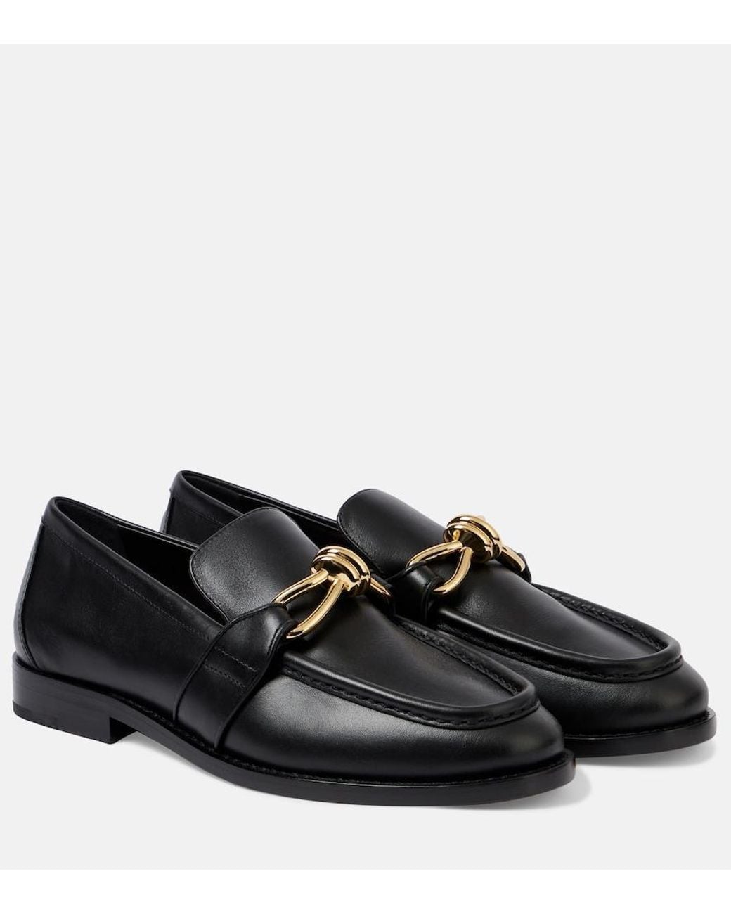 Bottega Veneta Black Astaire Knot Leather Loafers