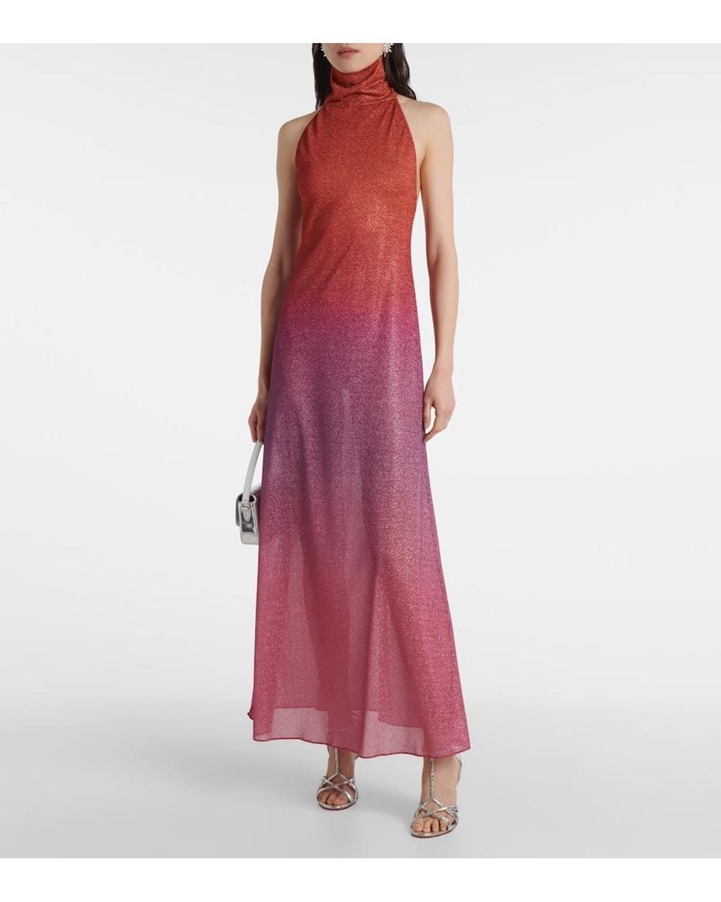Oseree Purple Lumiere Lame Maxi Dress
