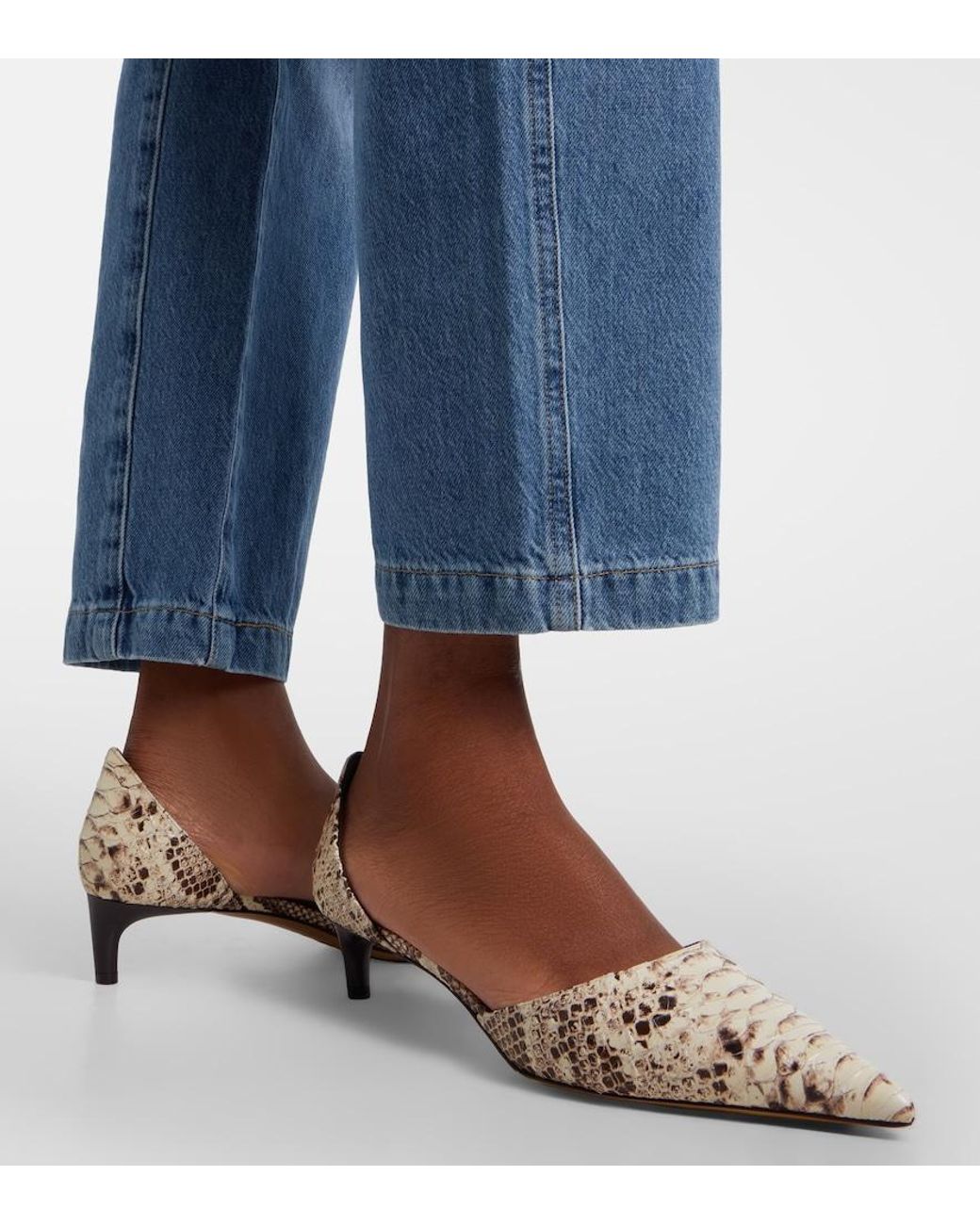 Le Monde Beryl Metallic Dakota Snake-Effect Leather Pumps