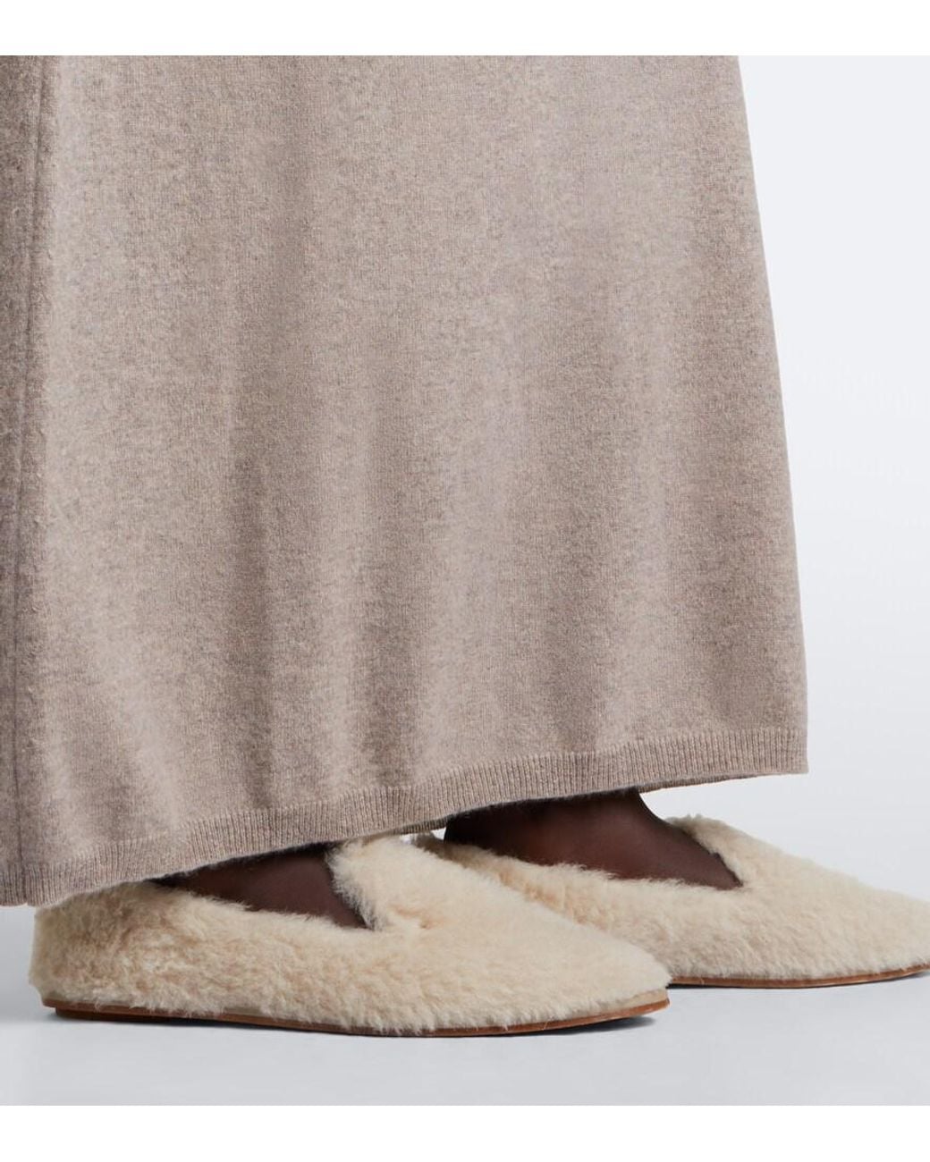 Max Mara White Shearling Loafers