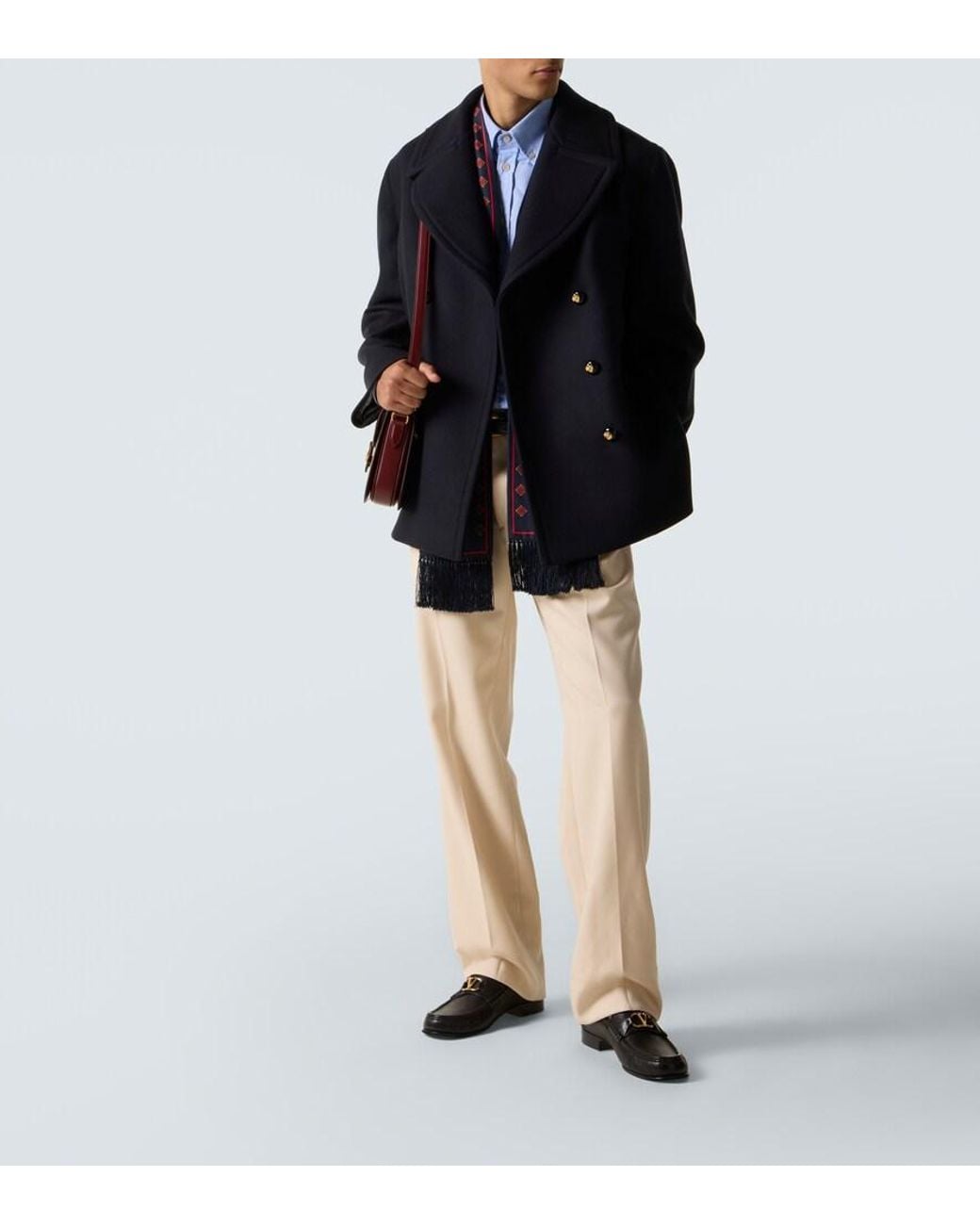 Valentino Garavani Black Double-Breasted Virgin Wool Jacket for men