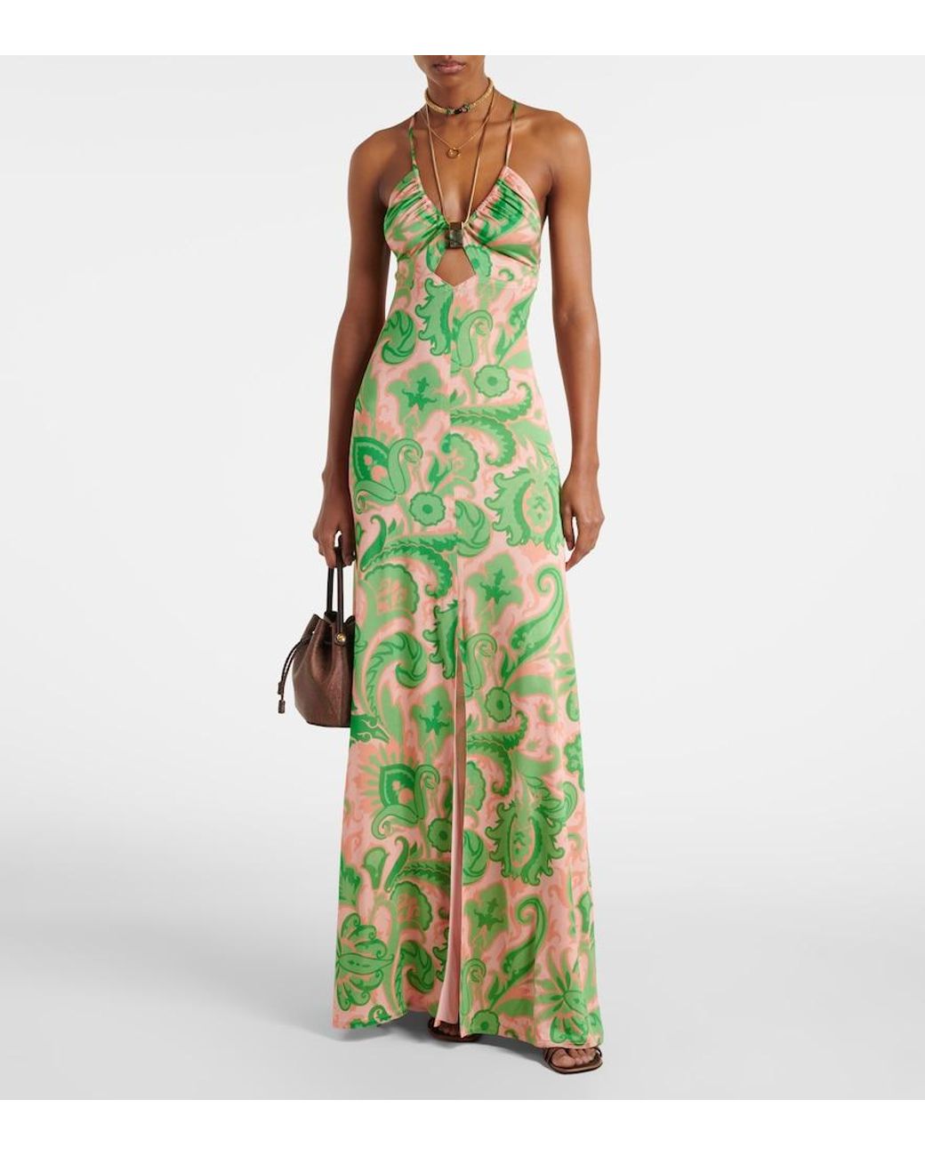 Etro Green Halterneck Maxi Dress