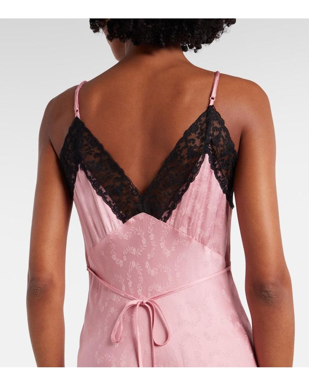 Rixo Pink Alberta Floral Satin Jacquard Midi Dress