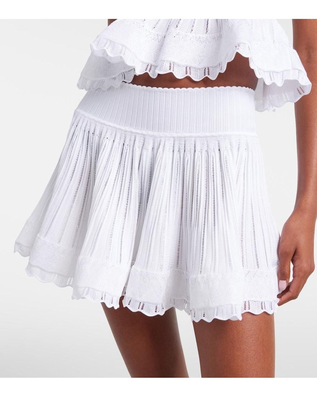 Alaïa White Knitted Miniskirt
