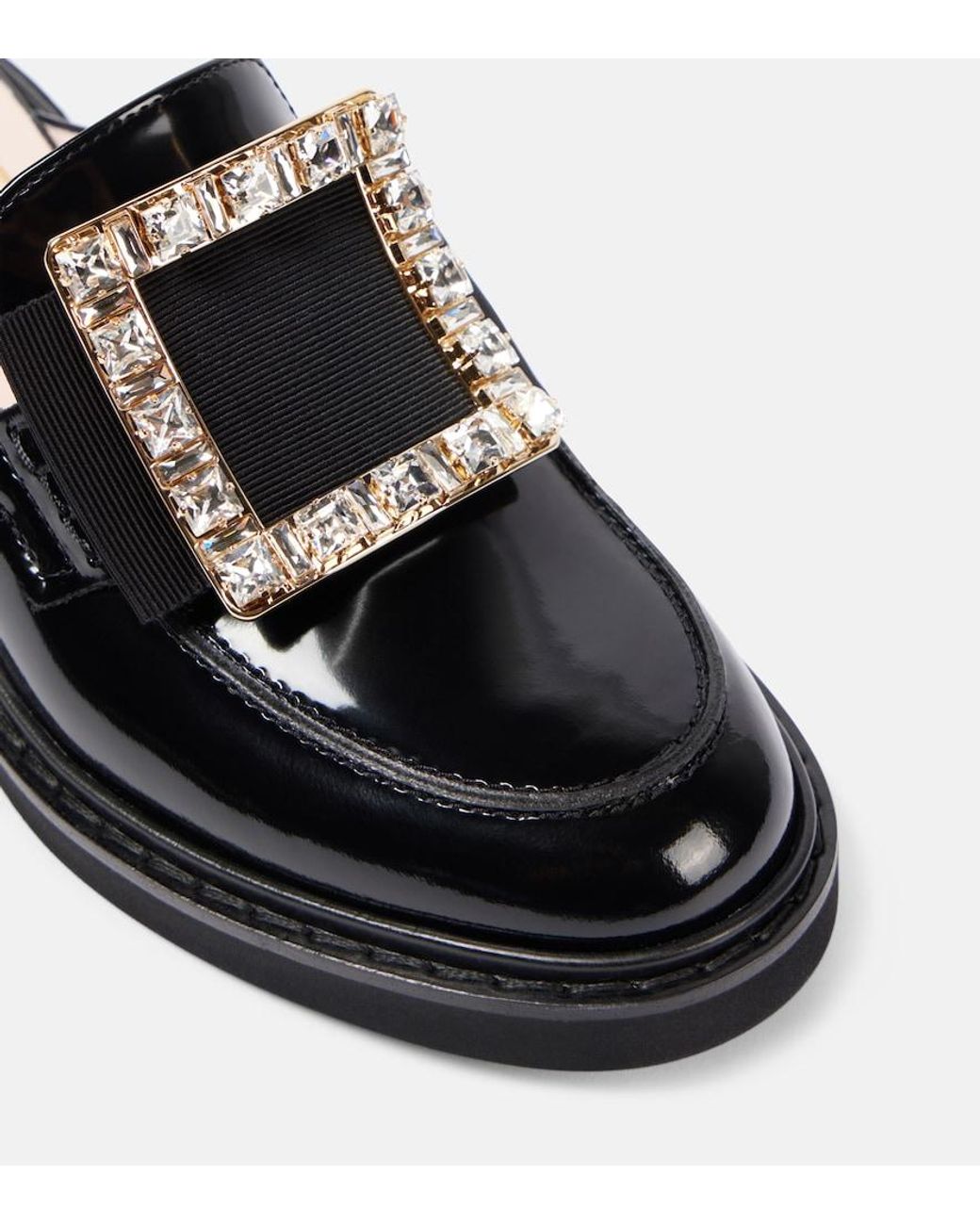 Roger Vivier Black Viv' Rangers Embellished Leather Mules