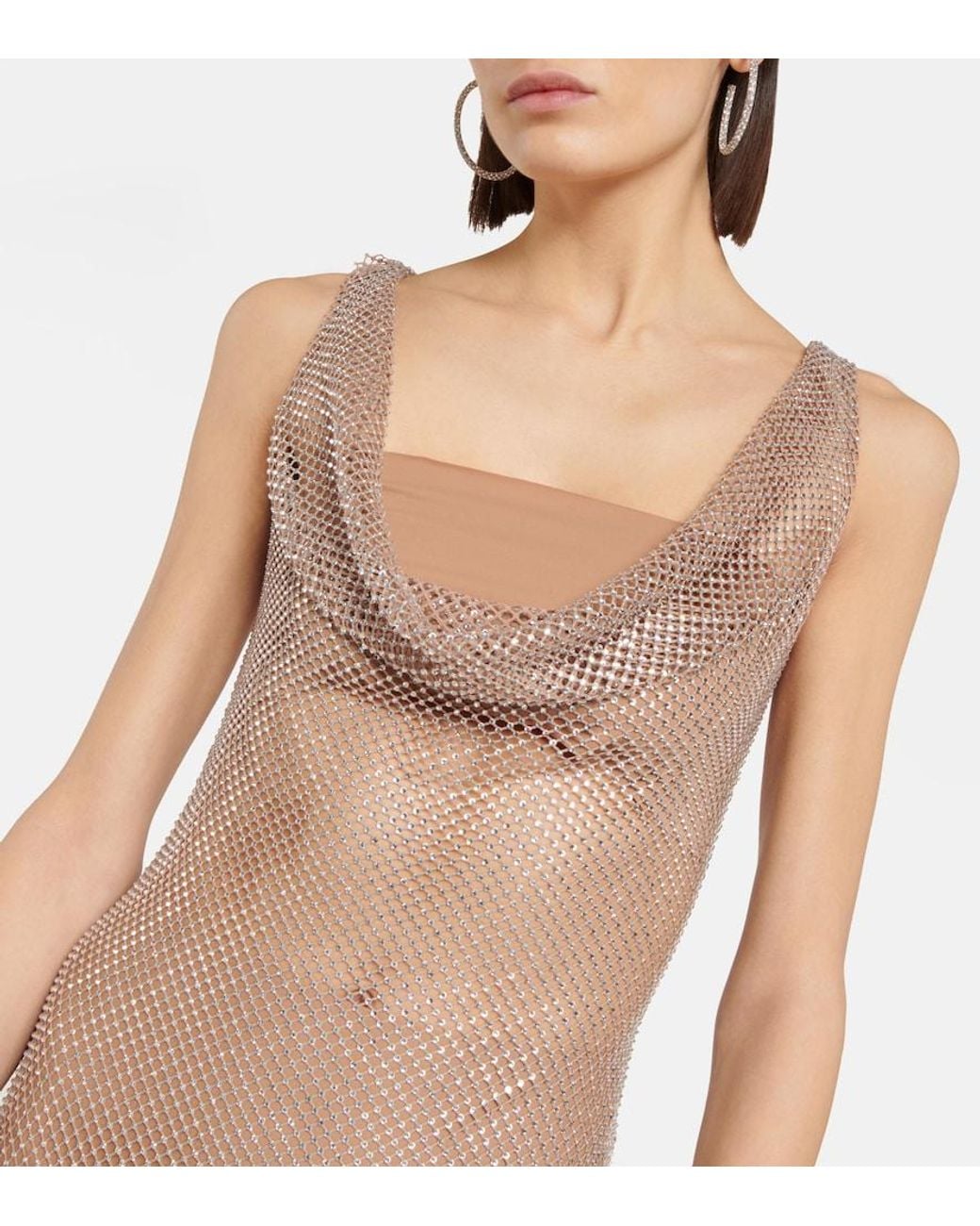 GIUSEPPE DI MORABITO White Embellished Mesh Gown