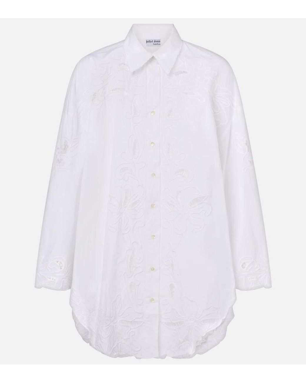 Juliet Dunn White Broderie Anglaise Cotton Poplin Shirt