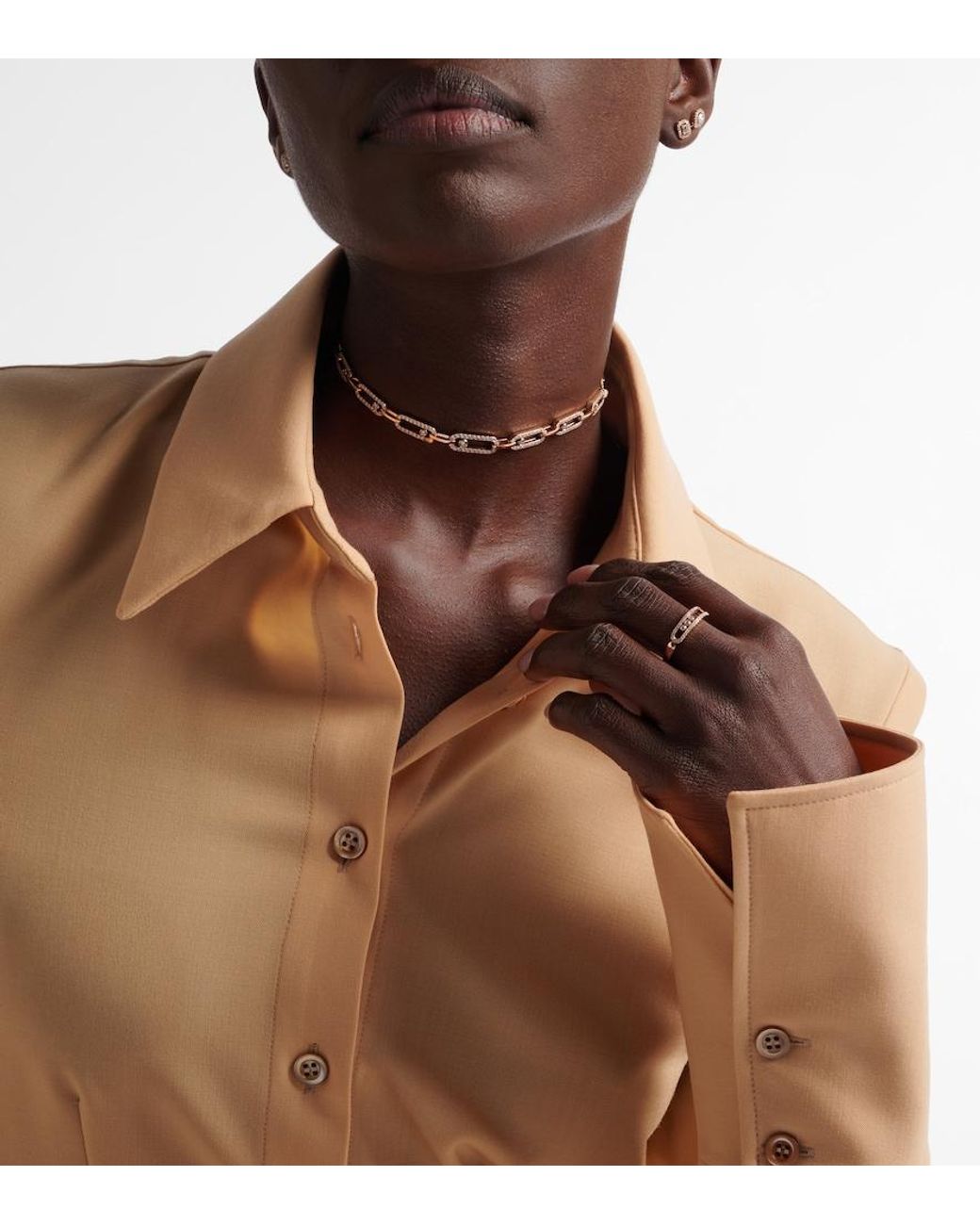 Messika Metallic Move Link 18Kt Rose Choker With Diamonds