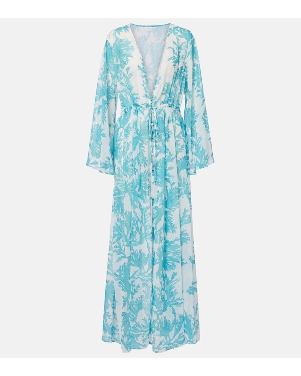 Alexandra Miro Blue Chloe Floral Georgette Kaftan